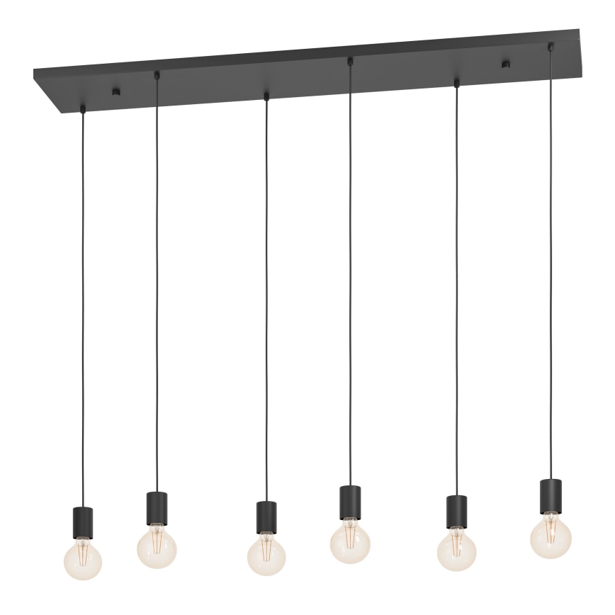 Eglo - Hanglamp aan een koord 6xE27/40W/230V zwart