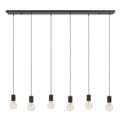 Eglo - Hanglamp aan een koord 6xE27/40W/230V zwart