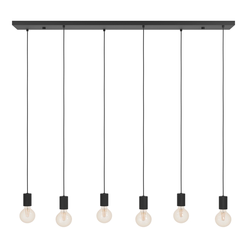 Eglo - Hanglamp aan een koord 6xE27/40W/230V zwart