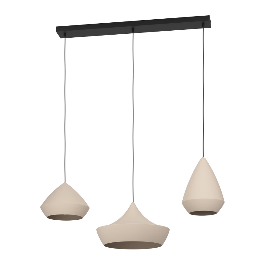 Eglo - Hanglamp aan een koord 3xE27/28W/230V beige