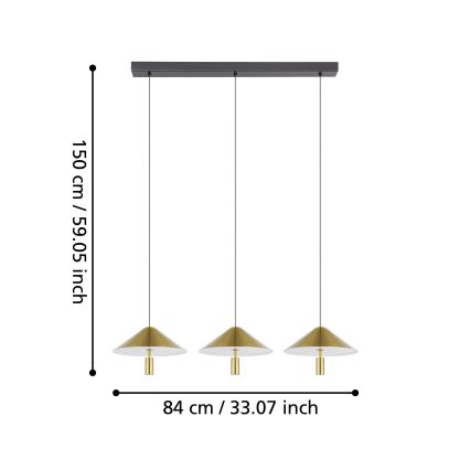 Eglo - Dimbare LED hanglamp aan een koord 3xLED/12W/230V 3000K goud