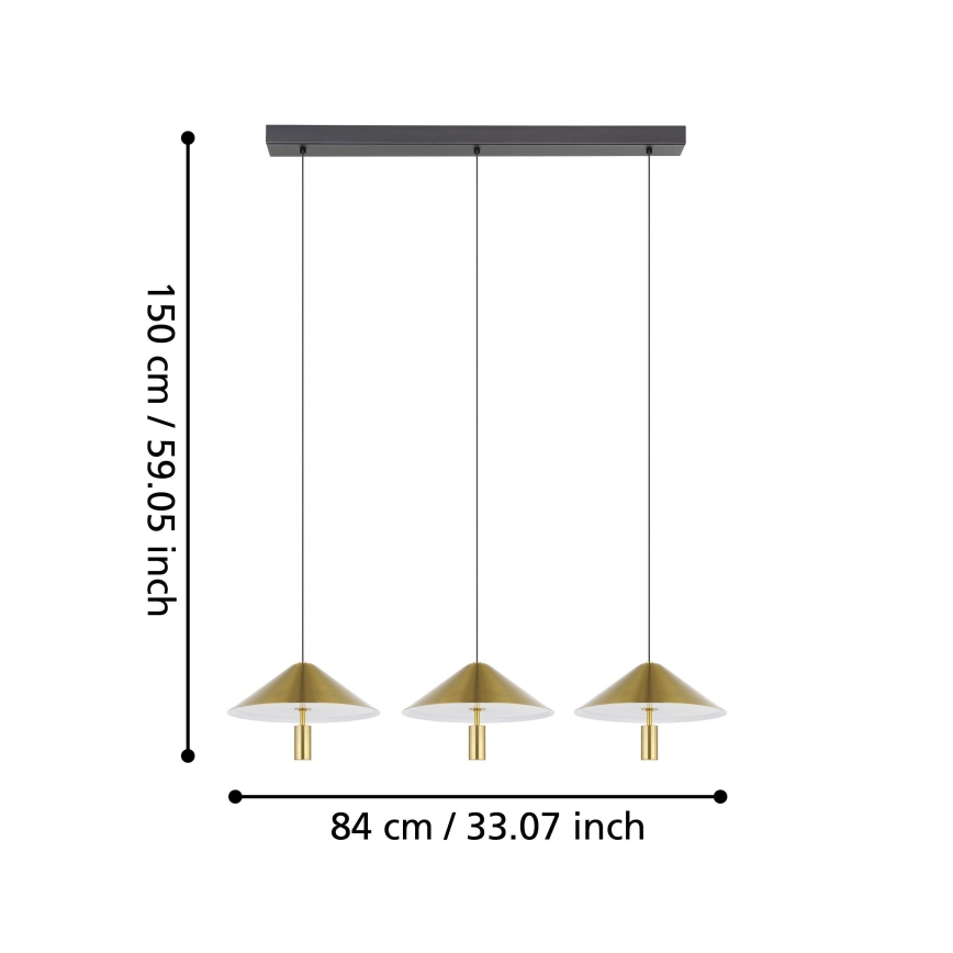 Eglo - Dimbare LED hanglamp aan een koord 3xLED/12W/230V 3000K goud