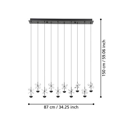 Eglo - Dimbare LED hanglamp aan een koord LED/23W/230V 3000K zwart