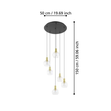 Eglo 390279 - Dimbare LED hanglamp aan een koord 6xLED/5,4W/230V 3000K diameter 54 cm goud