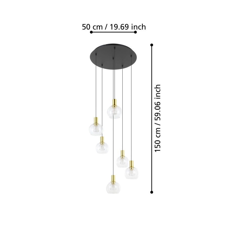 Eglo 390279 - Dimbare LED hanglamp aan een koord 6xLED/5,4W/230V 3000K diameter 54 cm goud
