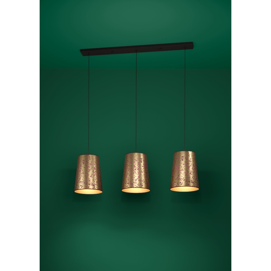 Eglo - Hanglamp aan een koord 3xE27/25W/230V goud/roze