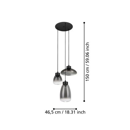 Eglo - Dimbare LED hanglamp aan een koord 3xLED/5,4W/230V 2700K gerookt