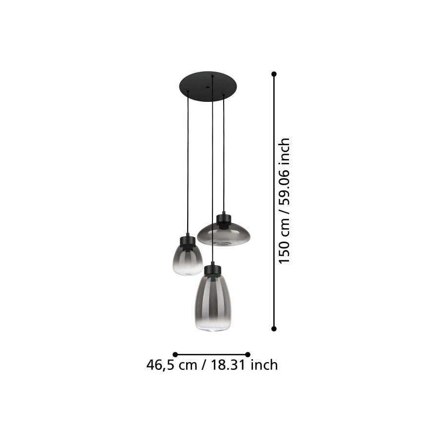 Eglo - Dimbare LED hanglamp aan een koord 3xLED/5,4W/230V 2700K gerookt