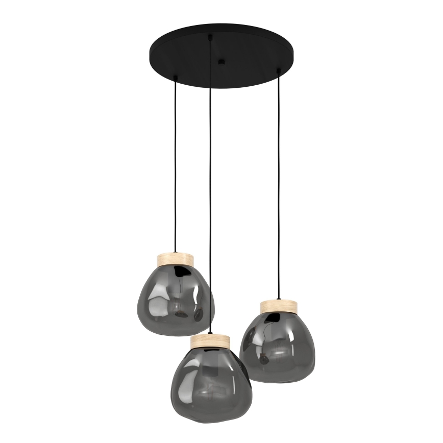 Eglo - Hanglamp aan een koord 3xE27/40W/230V gerookt