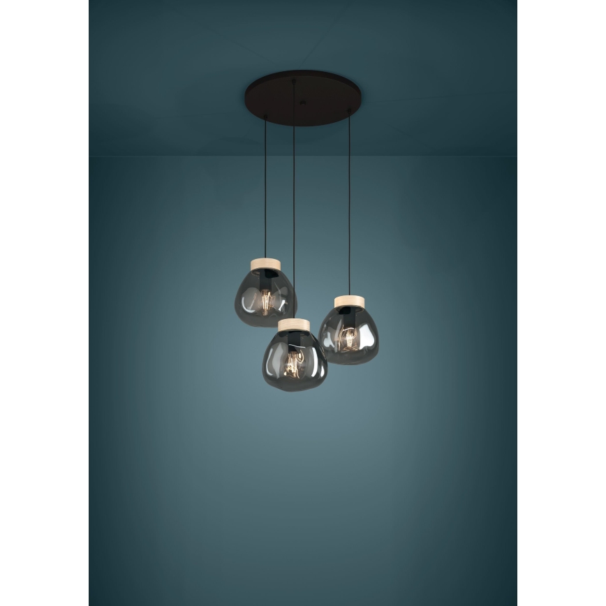Eglo - Hanglamp aan een koord 3xE27/40W/230V gerookt
