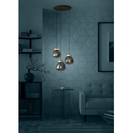 Eglo - Hanglamp aan een koord 3xE27/40W/230V gerookt
