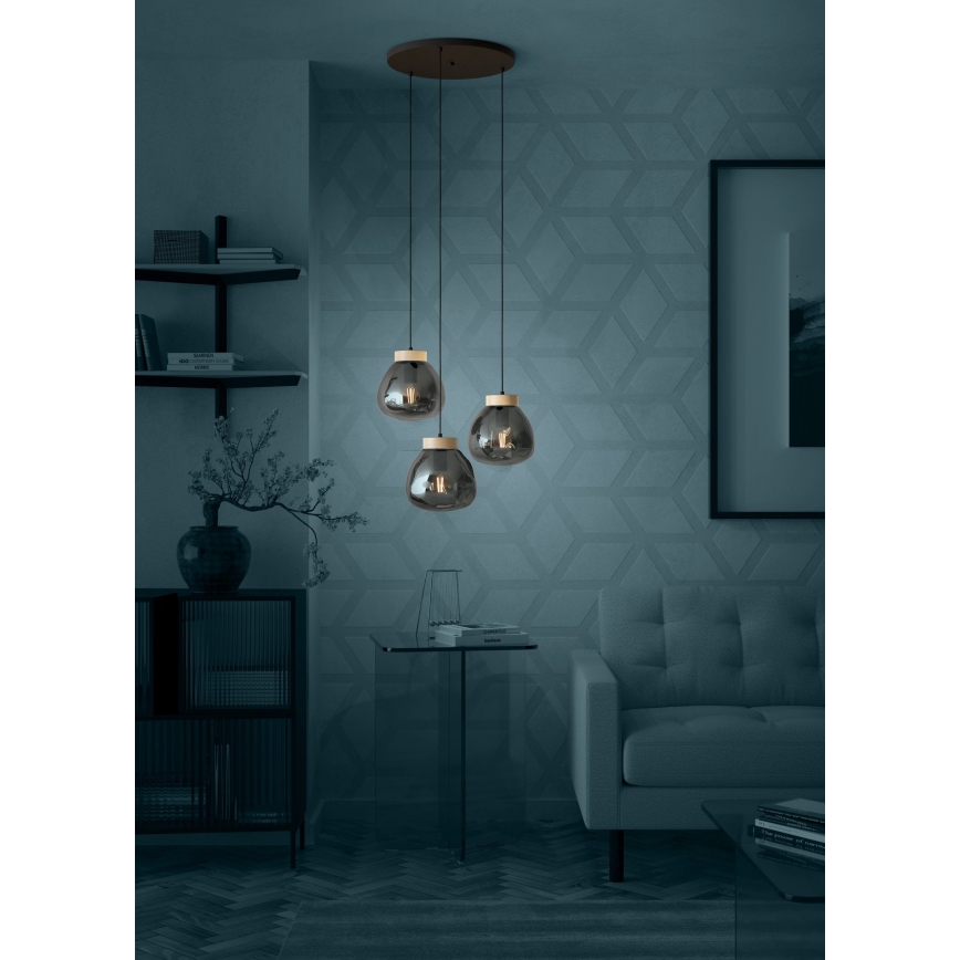 Eglo - Hanglamp aan een koord 3xE27/40W/230V gerookt
