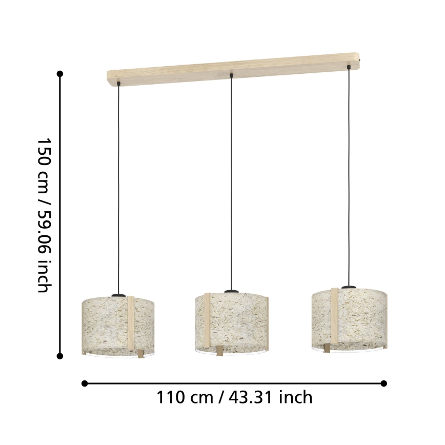 Eglo - Hanglamp aan een koord 3xE27/25W/230V beige