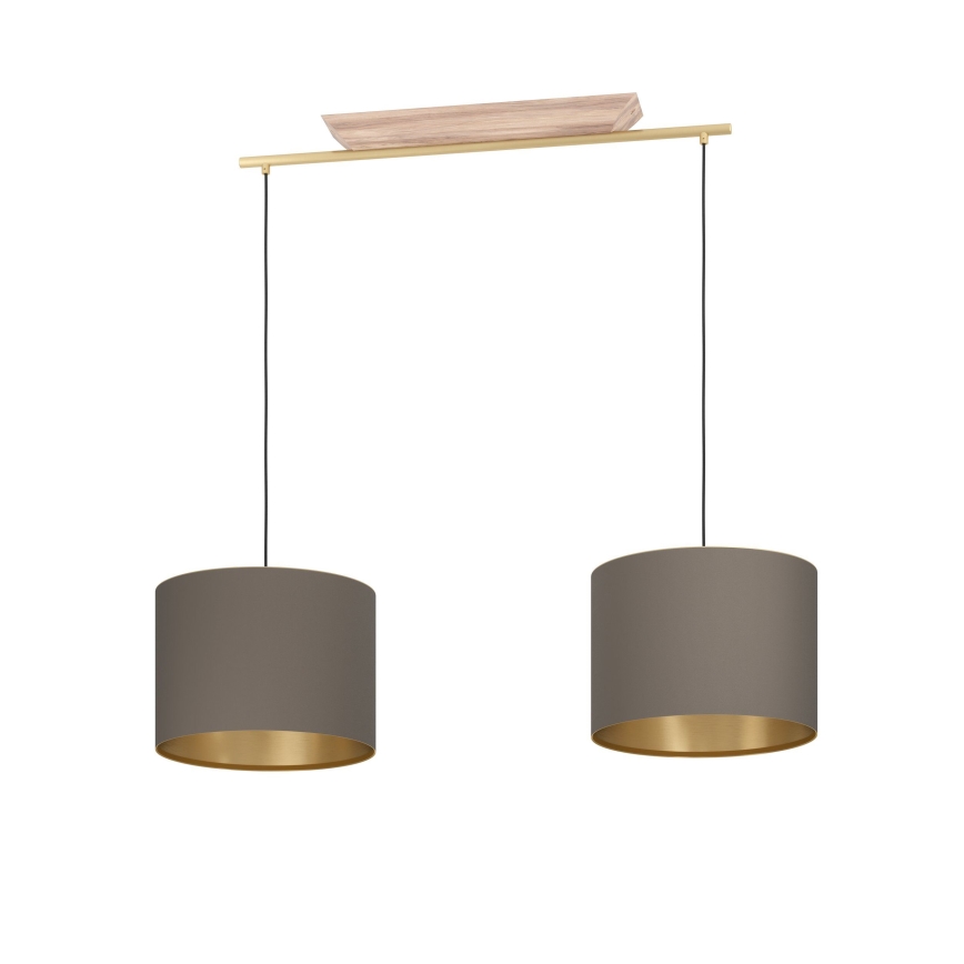 Eglo - Hanglamp aan een koord 2xE27/40W/230V bruin/goud