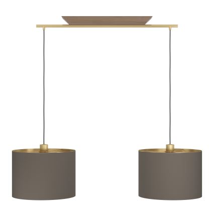 Eglo - Hanglamp aan een koord 2xE27/40W/230V bruin/goud