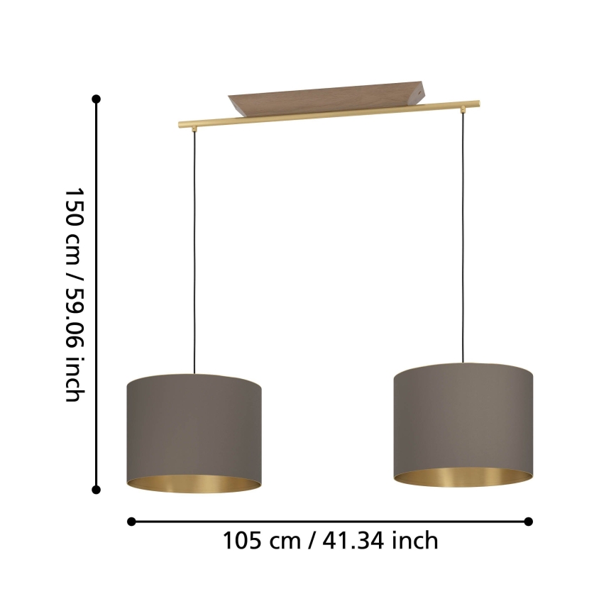Eglo - Hanglamp aan een koord 2xE27/40W/230V bruin/goud