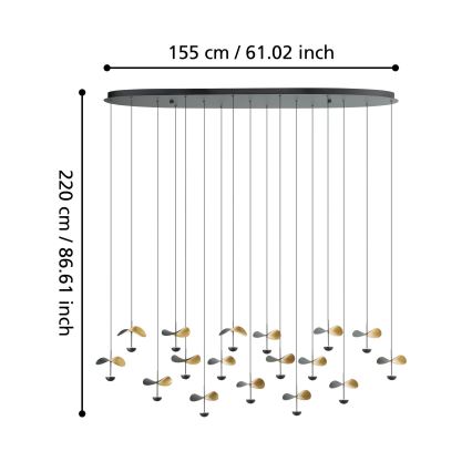 Eglo - Dimbare LED hanglamp aan een koord 17xLED/2,3W/230V 3000K