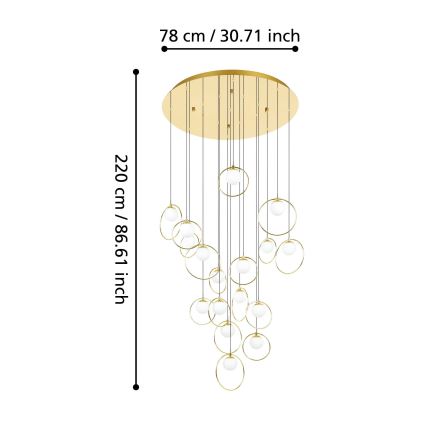 Eglo - Dimbare LED hanglamp aan een koord 17xLED/3W/230V 3000K diameter 78 cm goud