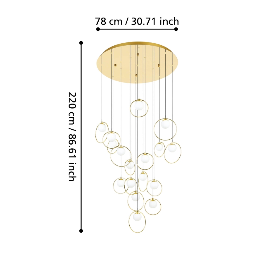 Eglo - Dimbare LED hanglamp aan een koord 17xLED/3W/230V 3000K diameter 78 cm goud