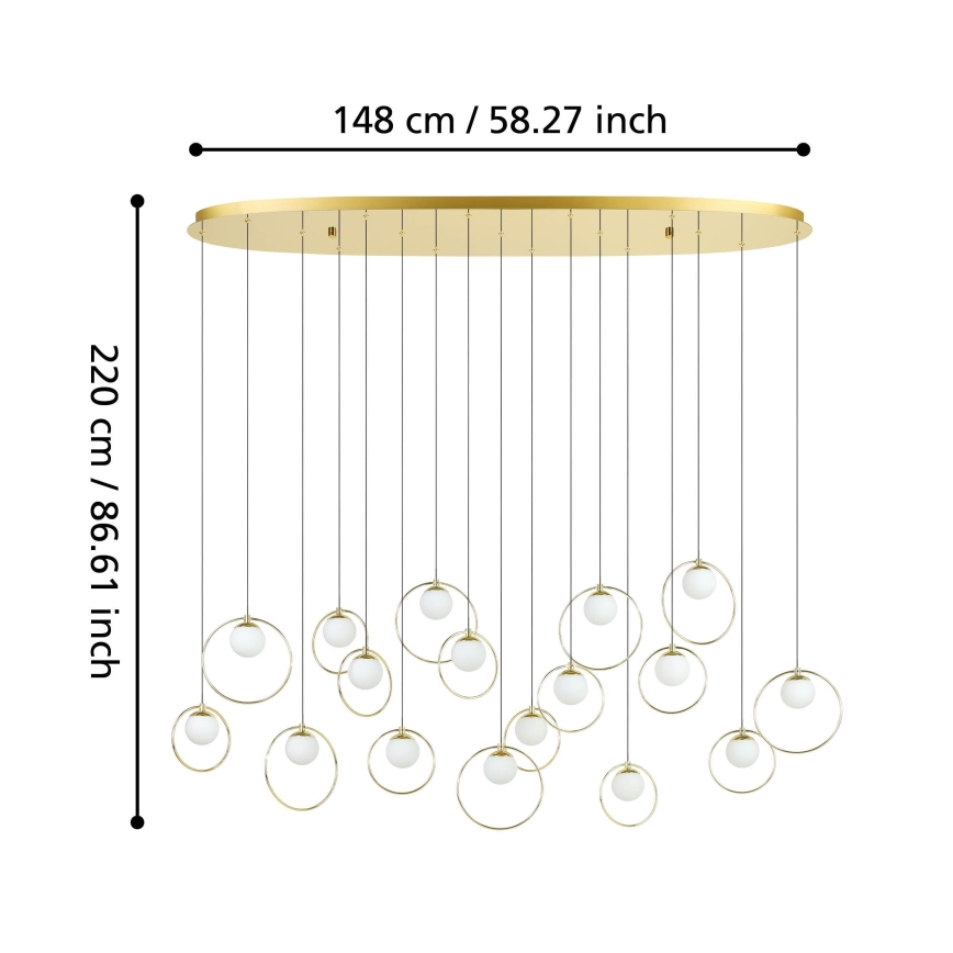 Eglo - Dimbare LED hanglamp aan een koord 17xLED/3W/230V 3000K goud