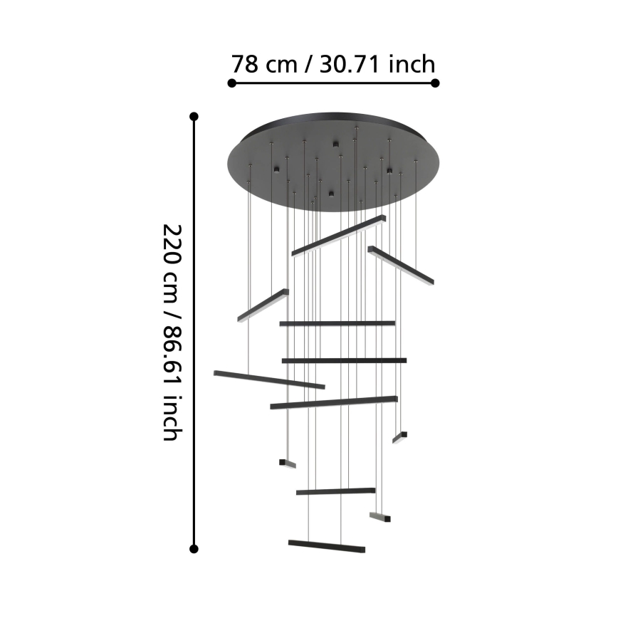 Eglo - Dimbare LED hanglamp aan een koord 12xLED/8,4W/230V 3000K zwart