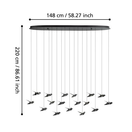 Eglo - Dimbare LED hanglamp aan een koord 17xLED/3W/230V 3000K zwart