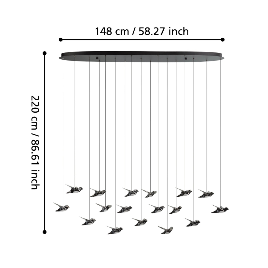 Eglo - Dimbare LED hanglamp aan een koord 17xLED/3W/230V 3000K zwart