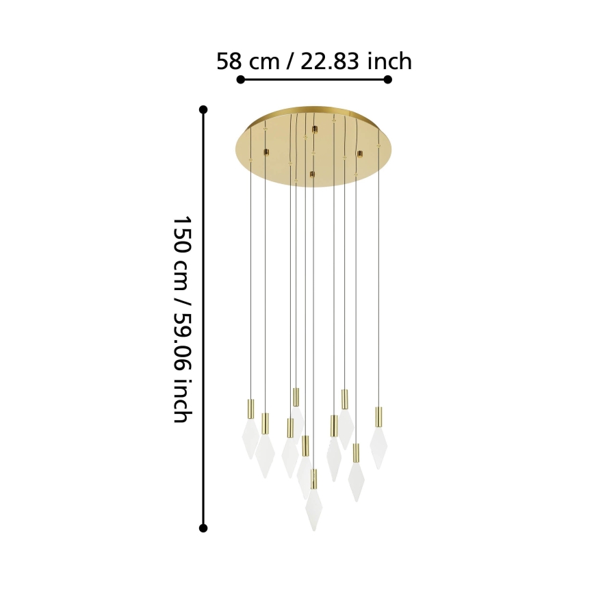 Eglo - Dimbare LED hanglamp aan een koord 10xLED/3W/230V 3000K diameter 58 cm goud