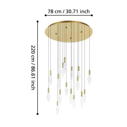 Eglo - Dimbare LED hanglamp aan een koord 16xLED/3,3W/230V 3000K diameter 78 cm goud