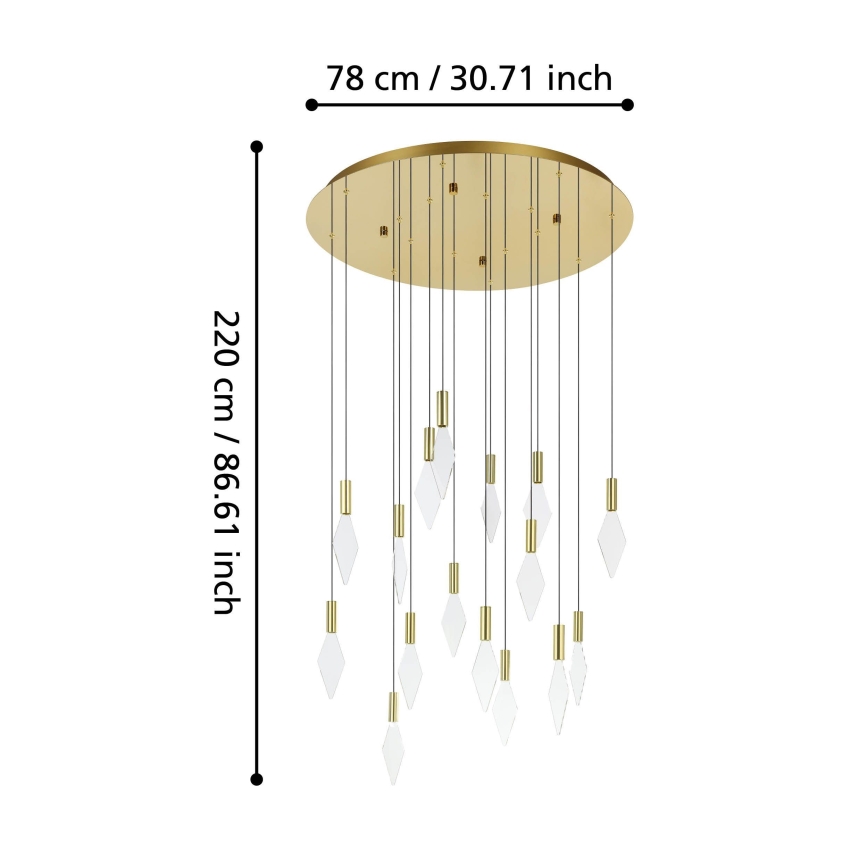 Eglo - Dimbare LED hanglamp aan een koord 16xLED/3,3W/230V 3000K diameter 78 cm goud