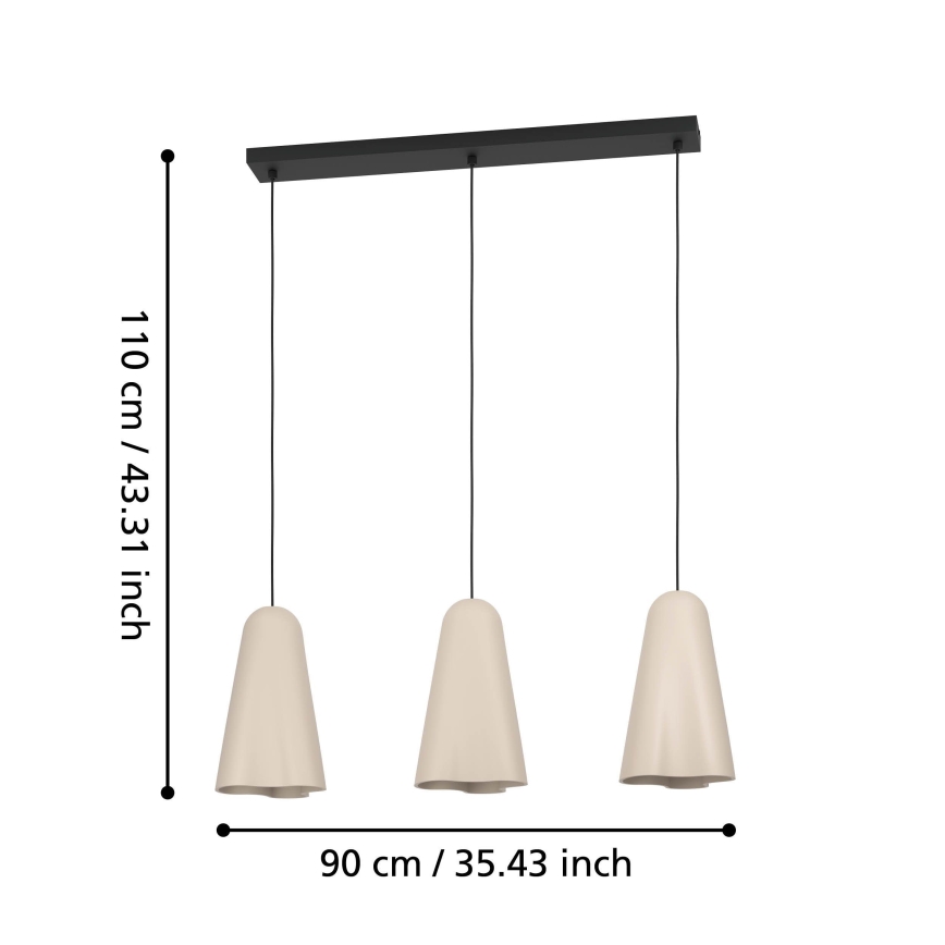 Eglo - Hanglamp aan een koord 3xE27/40W/230V beige