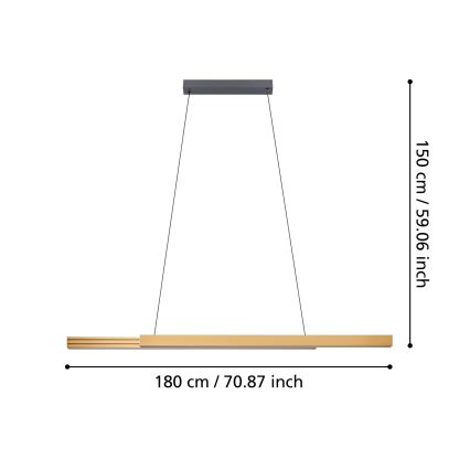 Eglo - Dimbare LED hanglamp aan een koord LED/21W/230V 3000K bruin