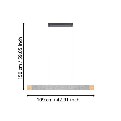 Eglo - Dimbare LED hanglamp aan een koord LED/22,2W/230V 3000K bruin/grijs
