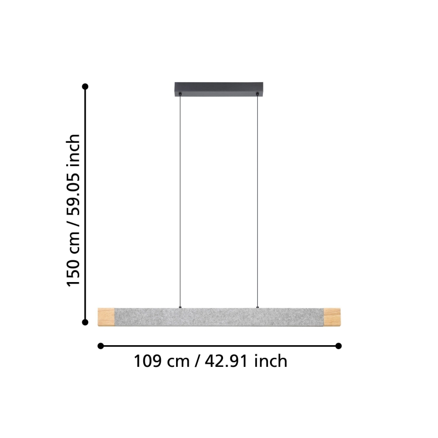 Eglo - Dimbare LED hanglamp aan een koord LED/22,2W/230V 3000K bruin/grijs