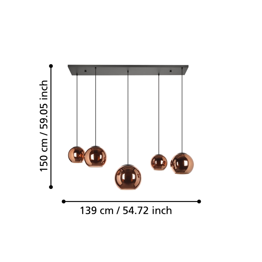 Eglo - Hanglamp aan een koord 5xE27/40W/230V koper