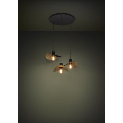 Eglo - Hanglamp aan een koord 3xE27/40W/230V zwart/goud
