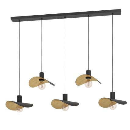 Eglo - Hanglamp aan een koord 5xE27/40W/230V zwart/goud