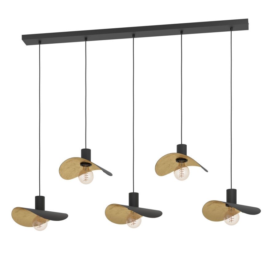 Eglo - Hanglamp aan een koord 5xE27/40W/230V zwart/goud