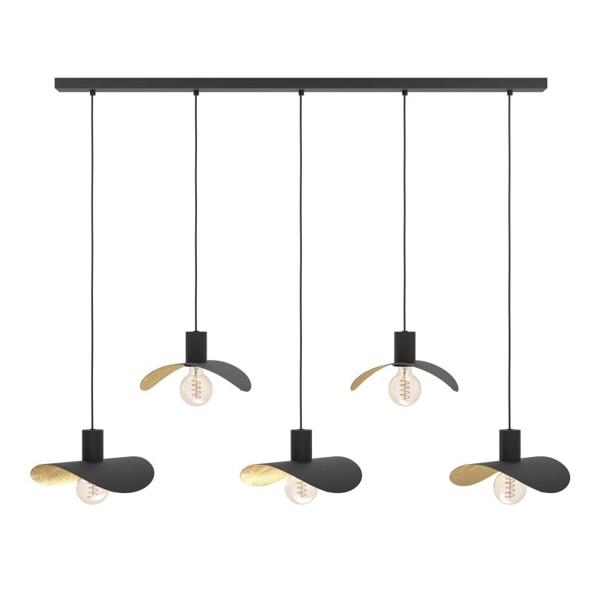 Eglo - Hanglamp aan een koord 5xE27/40W/230V zwart/goud