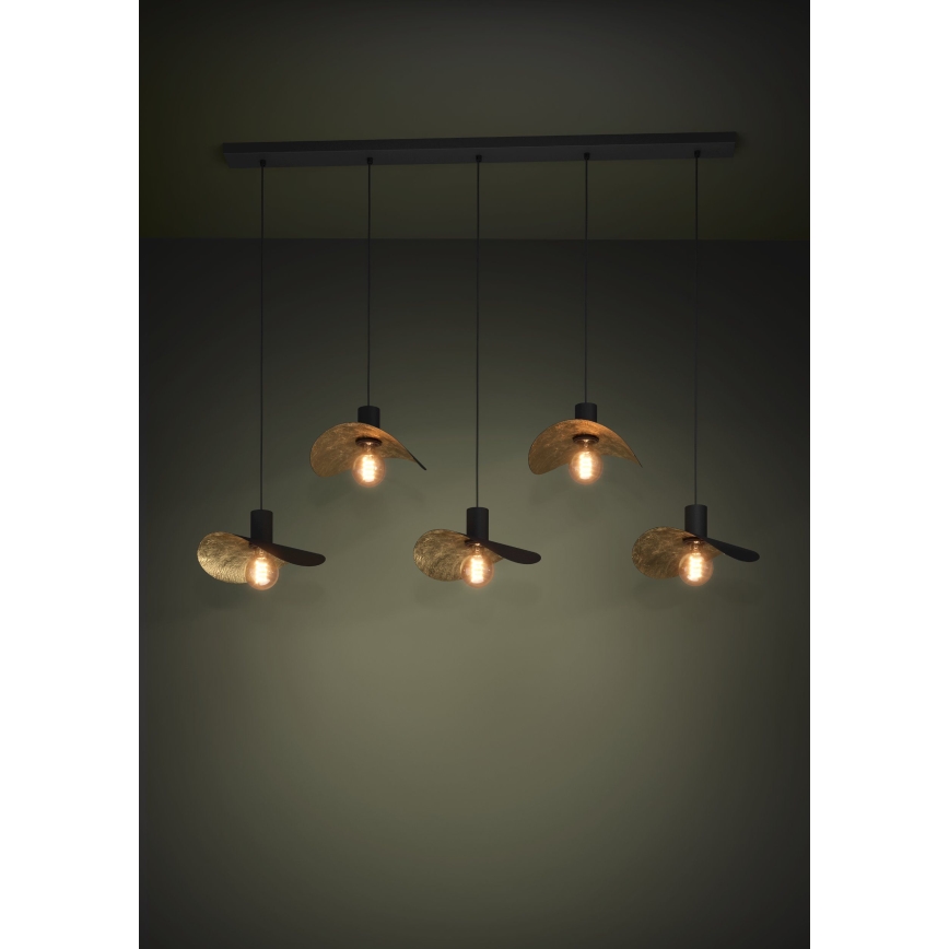 Eglo - Hanglamp aan een koord 5xE27/40W/230V zwart/goud