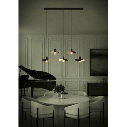 Eglo - Hanglamp aan een koord 5xE27/40W/230V zwart/goud