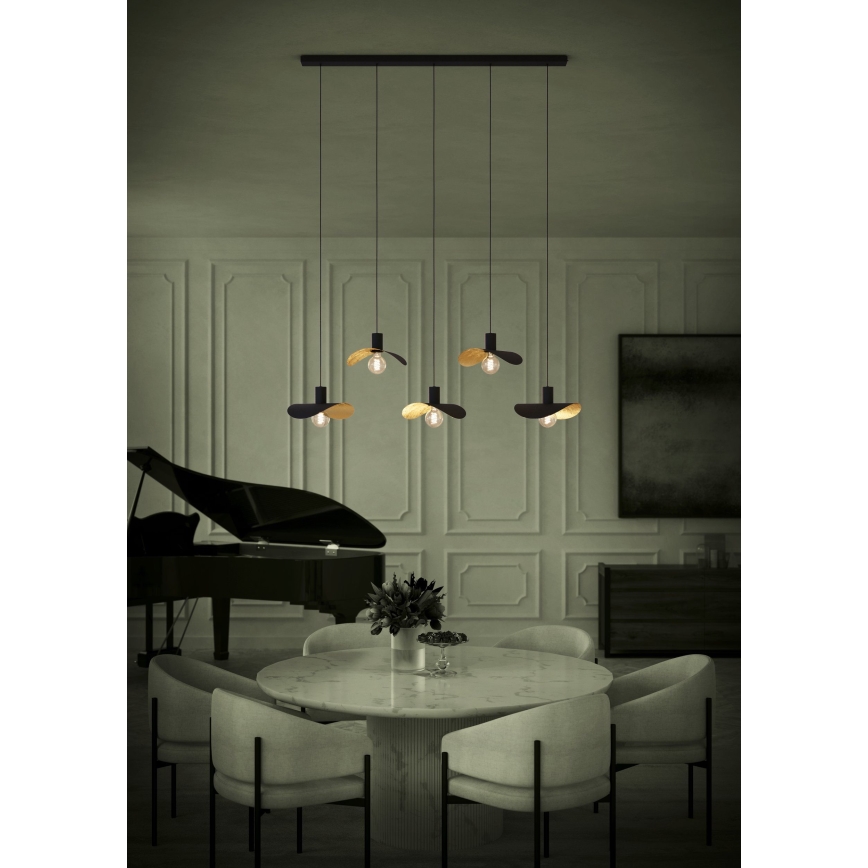 Eglo - Hanglamp aan een koord 5xE27/40W/230V zwart/goud