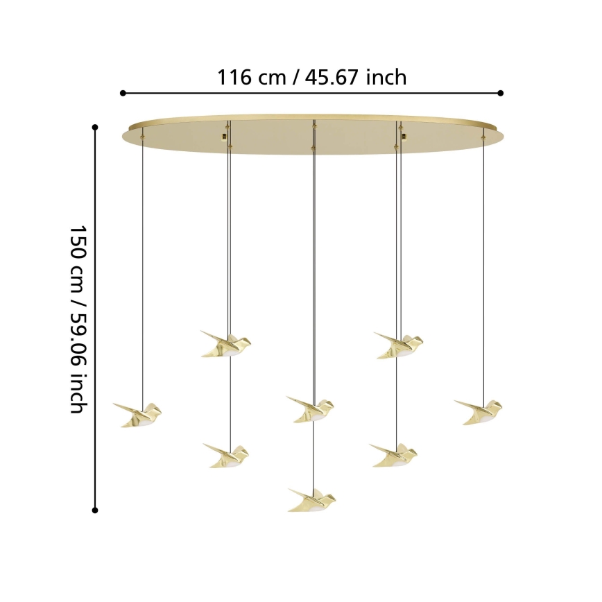 Eglo - Dimbare LED hanglamp aan een koord 8xLED/4,2W/230V 3000K goud