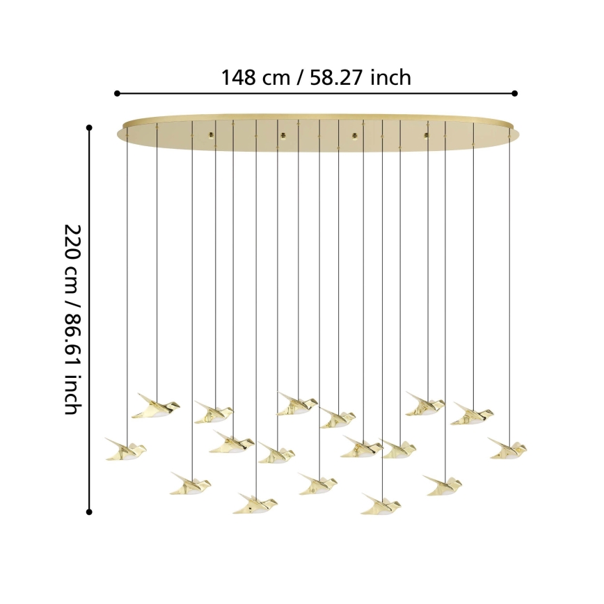 Eglo - Dimbare LED hanglamp aan een koord 17xLED/3W/230V 3000K goud