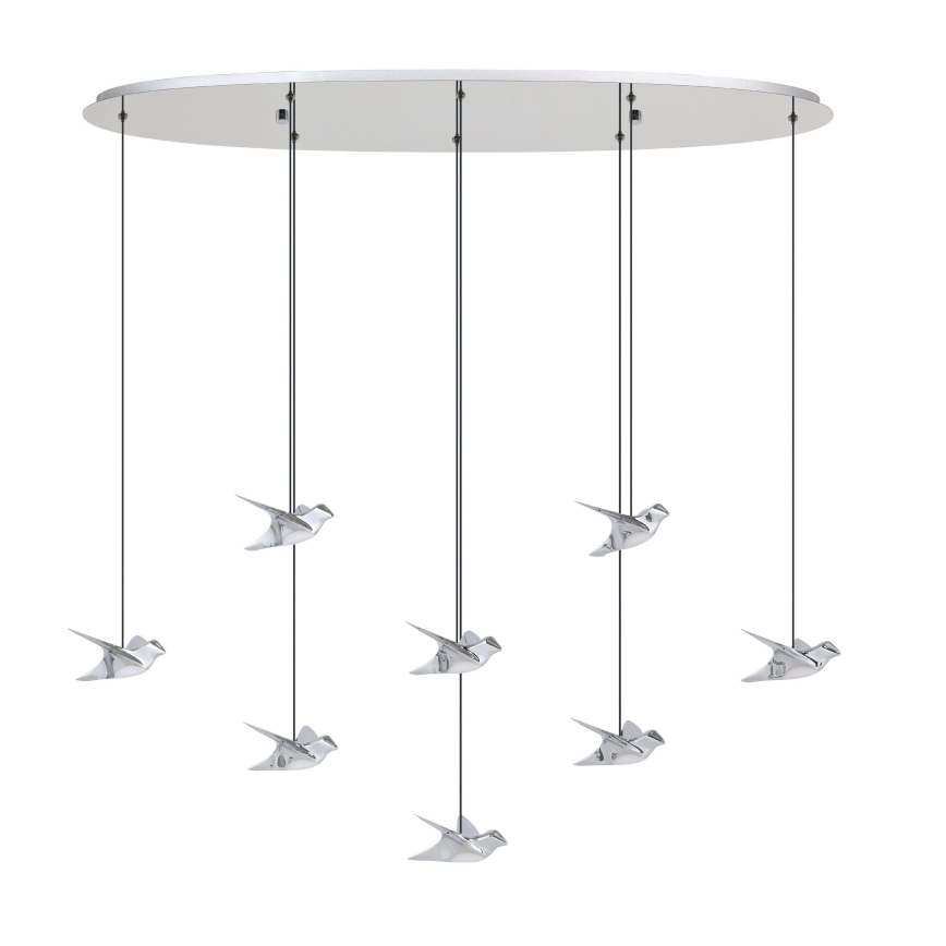 Eglo - Dimbare LED hanglamp aan een koord 8xLED/4,2W/230V 3000K glanzend chroom