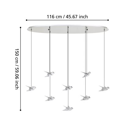 Eglo - Dimbare LED hanglamp aan een koord 8xLED/4,2W/230V 3000K glanzend chroom