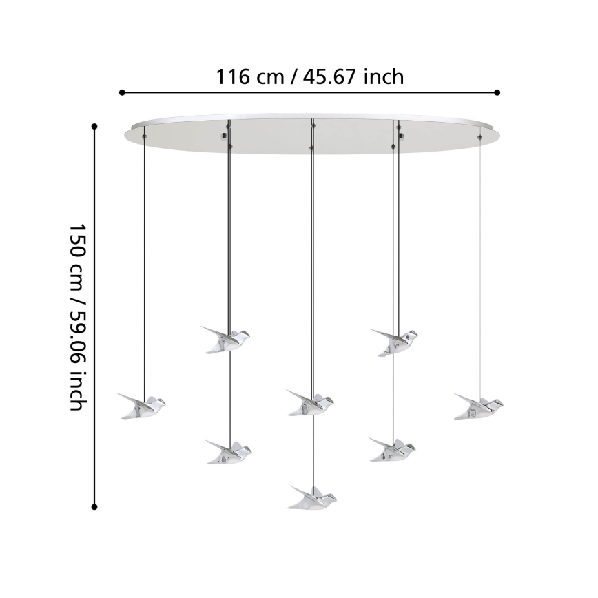 Eglo - Dimbare LED hanglamp aan een koord 8xLED/4,2W/230V 3000K glanzend chroom