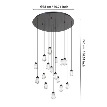 Eglo - Dimbare LED hanglamp aan een koord 17xLED/3W/230V 3000K zwart/doorzichtig
