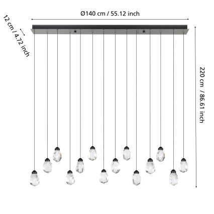 Eglo - Dimbare LED hanglamp aan een koord 14xLED/3W/230V 3000K zwart/doorzichtig
