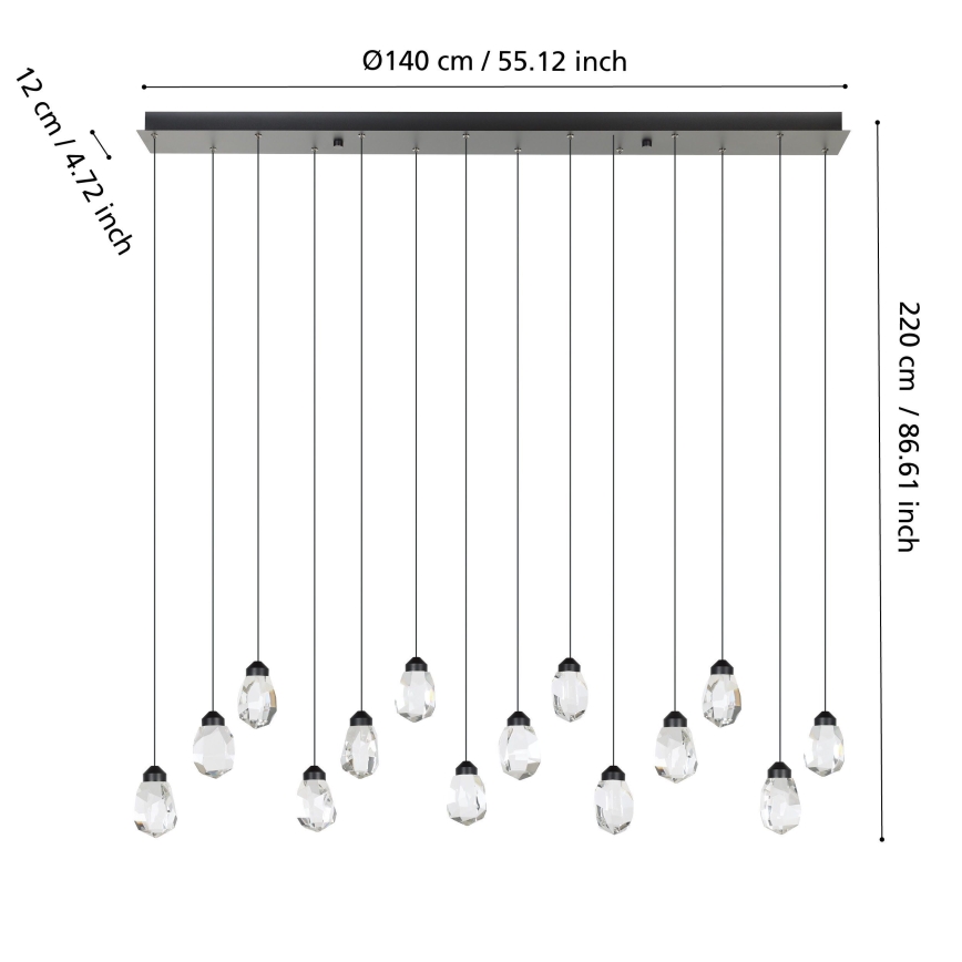 Eglo - Dimbare LED hanglamp aan een koord 14xLED/3W/230V 3000K zwart/doorzichtig